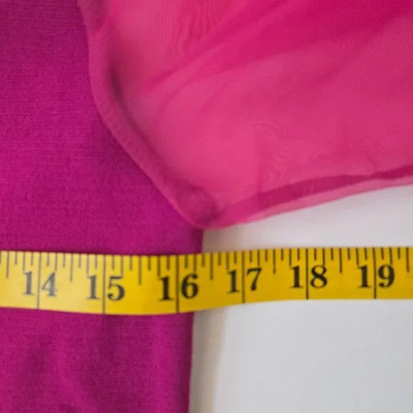House of Harlow 1960 Fuchsia Bodycon Dress Sheer Sleeves Sz L - Picture 8 of 9